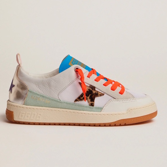 Golden Goose “Yeah” sneakers white & blue with leopard-print star - Picture 1 of 1